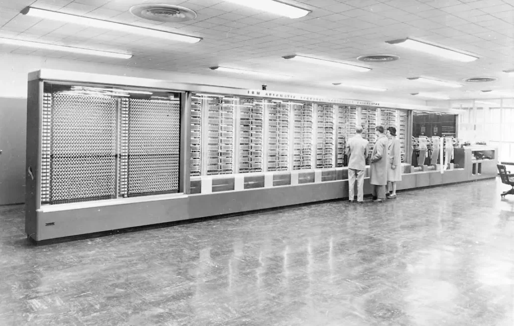 The Image shows mainframes of computers early back.